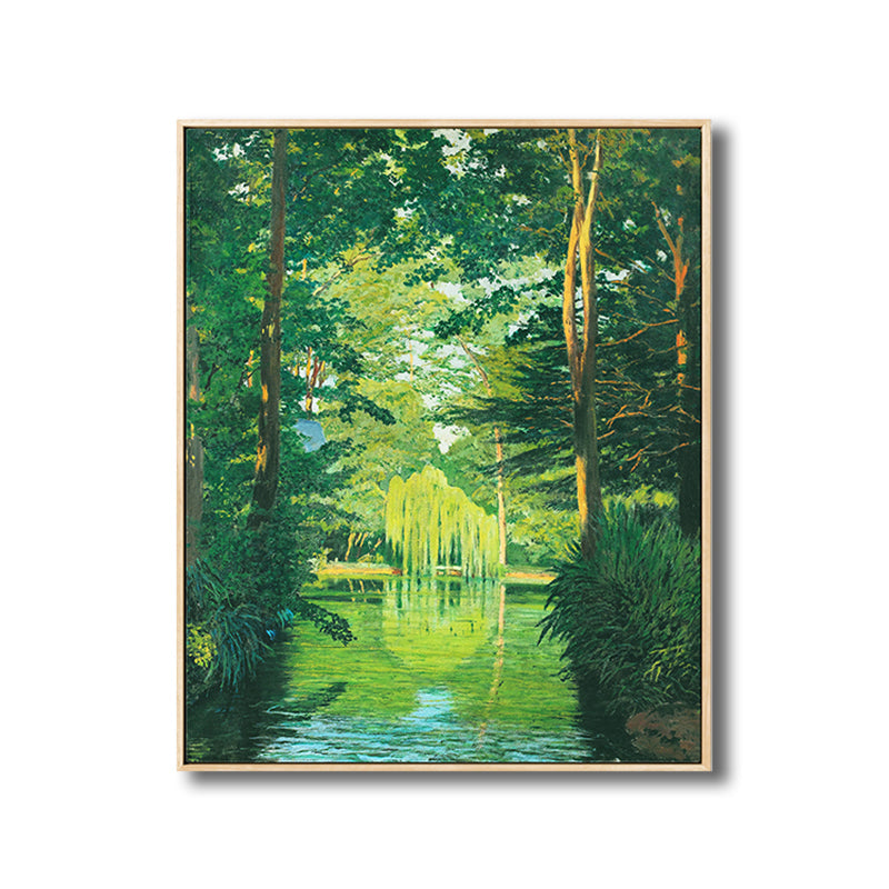 Brehn | Grüner Wald Wandkunstdruck Landschaft Impressionistischer Texturierter Leinwanddruck für Flur