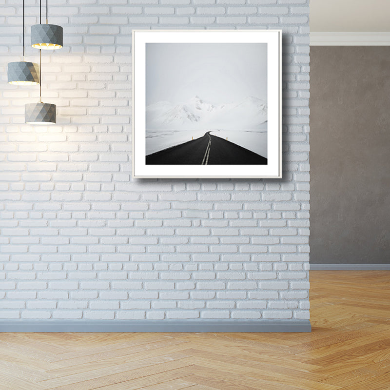 Brehn | Road to Snow Mountain Canvas Schwarz und Weiß Zeitgenössische Wandkunst Druck für Raum