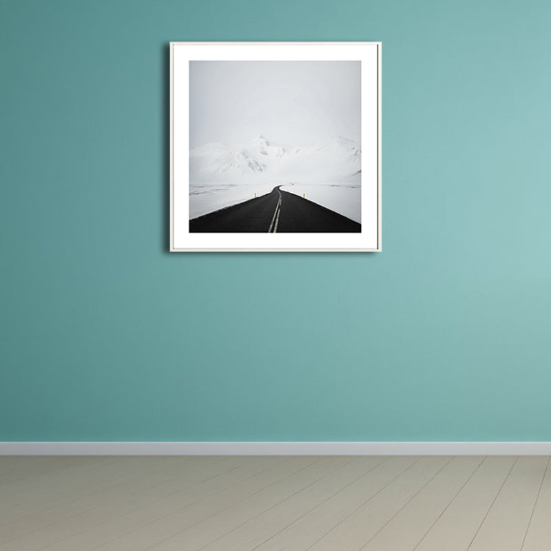 Brehn | Road to Snow Mountain Canvas Schwarz und Weiß Zeitgenössische Wandkunst Druck für Raum