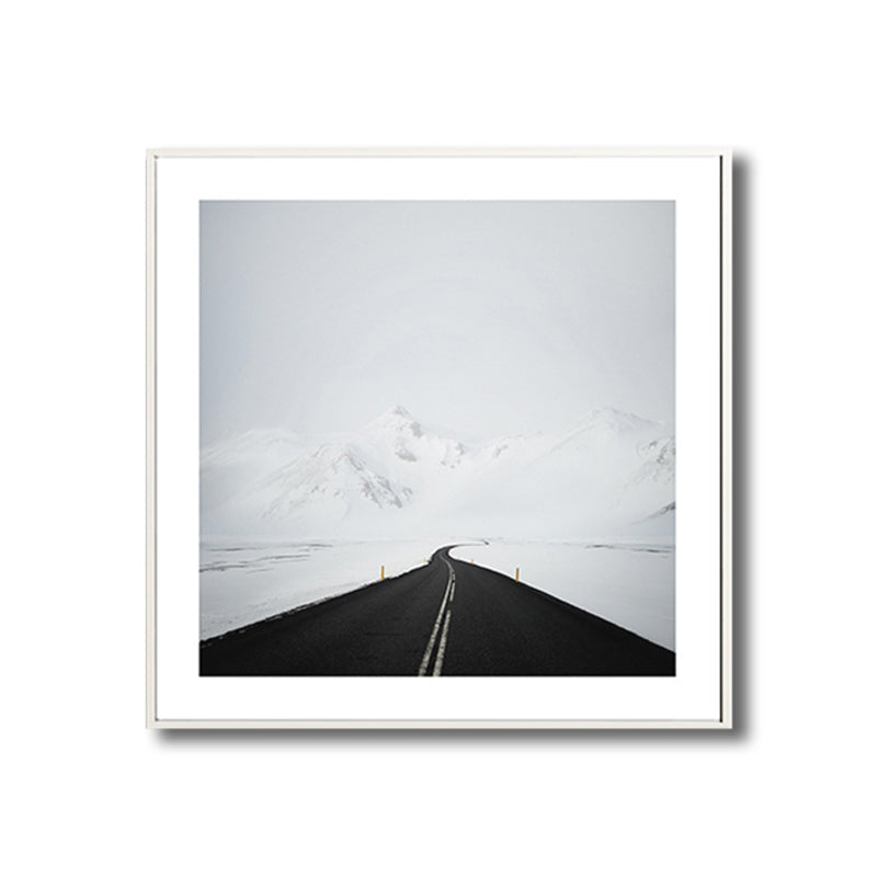 Brehn | Road to Snow Mountain Canvas Schwarz und Weiß Zeitgenössische Wandkunst Druck für Raum