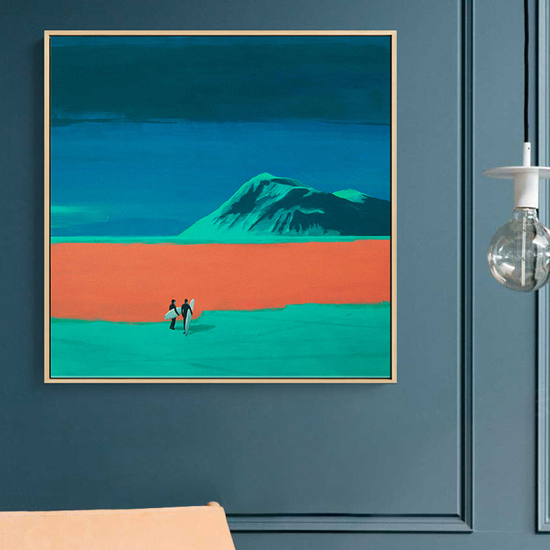 Brehn | Blaue Landschaft Leinwanddruck Go Surfing Pop Art Texturierte Wanddekoration für die Wohnrauminnenausstattung