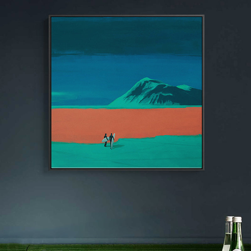 Brehn | Blaue Landschaft Leinwanddruck Go Surfing Pop Art Texturierte Wanddekoration für die Wohnrauminnenausstattung