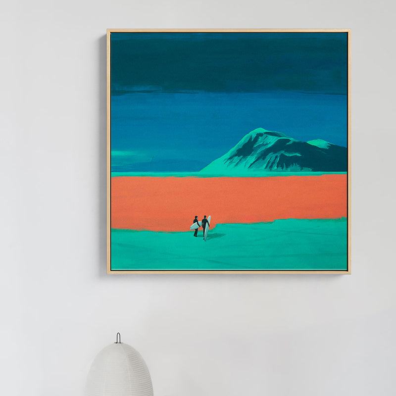 Brehn | Blaue Landschaft Leinwanddruck Go Surfing Pop Art Texturierte Wanddekoration für die Wohnrauminnenausstattung
