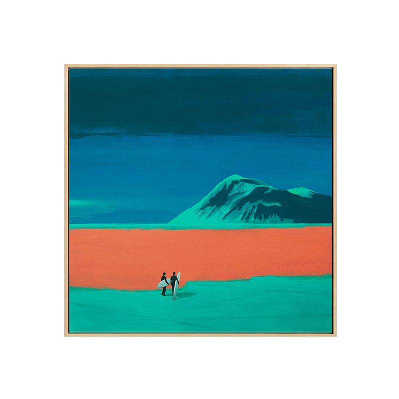 Brehn | Blaue Landschaft Leinwanddruck Go Surfing Pop Art Texturierte Wanddekoration für die Wohnrauminnenausstattung