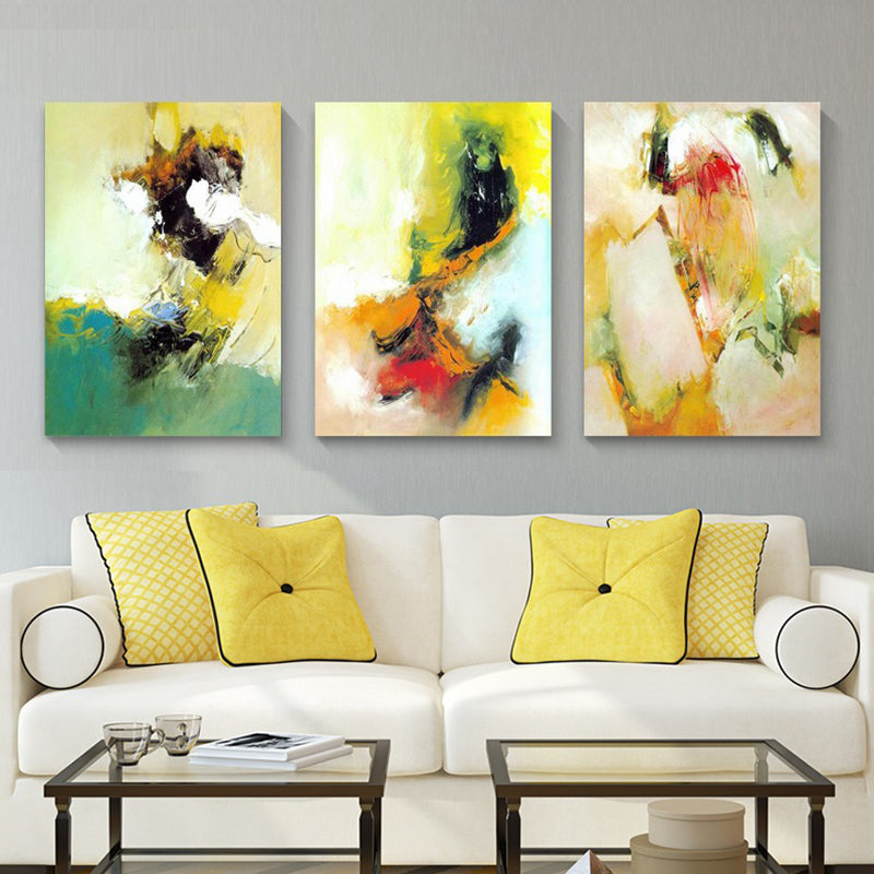 Brehn | Aquarellmalerei Helle Farbe abstrakter Expressionismus Stil Wanddekoration für das Esszimmer, Set aus 3
