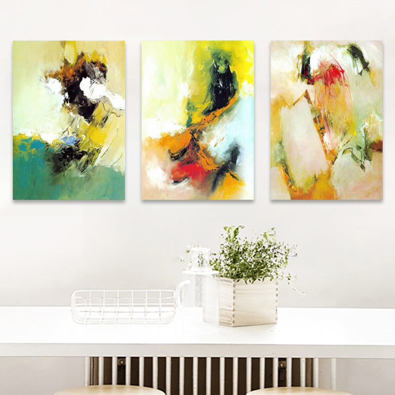 Brehn | Aquarellmalerei Helle Farbe abstrakter Expressionismus Stil Wanddekoration für das Esszimmer, Set aus 3