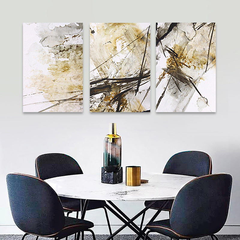Brehn | Aquarellmalerei Helle Farbe abstrakter Expressionismus Stil Wanddekoration für das Esszimmer, Set aus 3