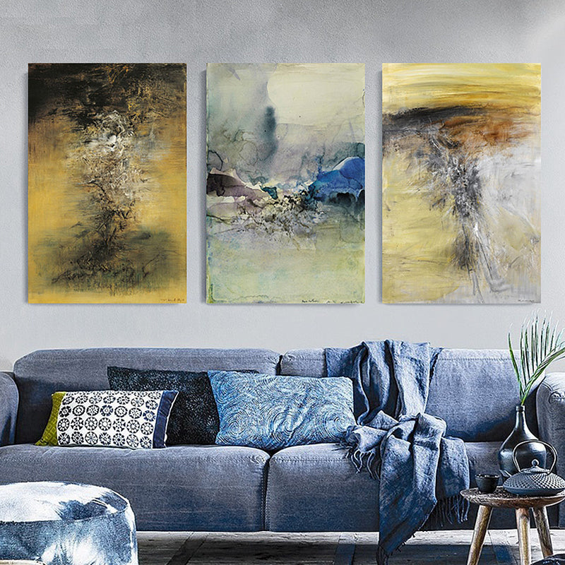 Brehn | Aquarellmalerei Helle Farbe abstrakter Expressionismus Stil Wanddekoration für das Esszimmer, Set aus 3