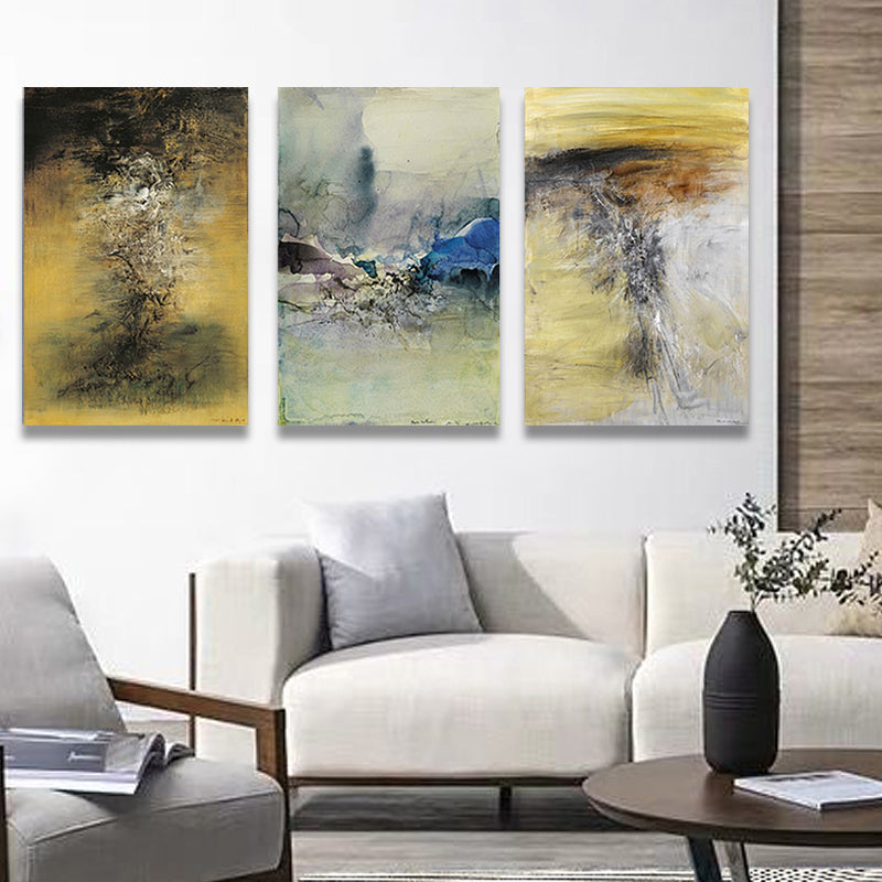 Brehn | Aquarellmalerei Helle Farbe abstrakter Expressionismus Stil Wanddekoration für das Esszimmer, Set aus 3