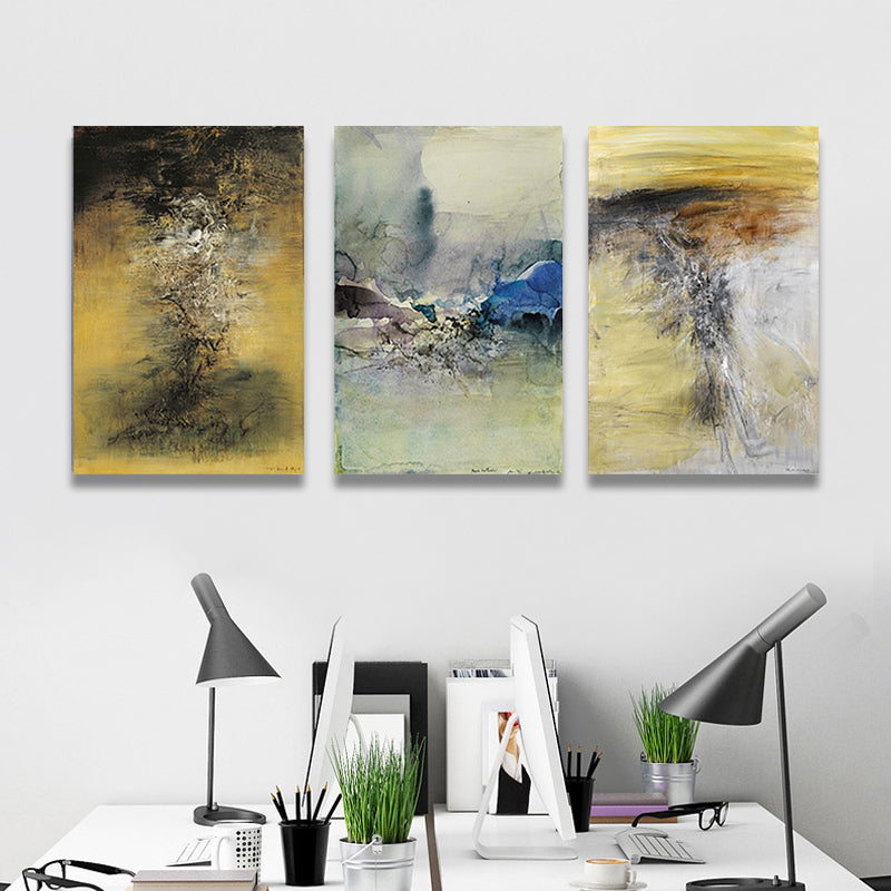 Brehn | Aquarellmalerei Helle Farbe abstrakter Expressionismus Stil Wanddekoration für das Esszimmer, Set aus 3
