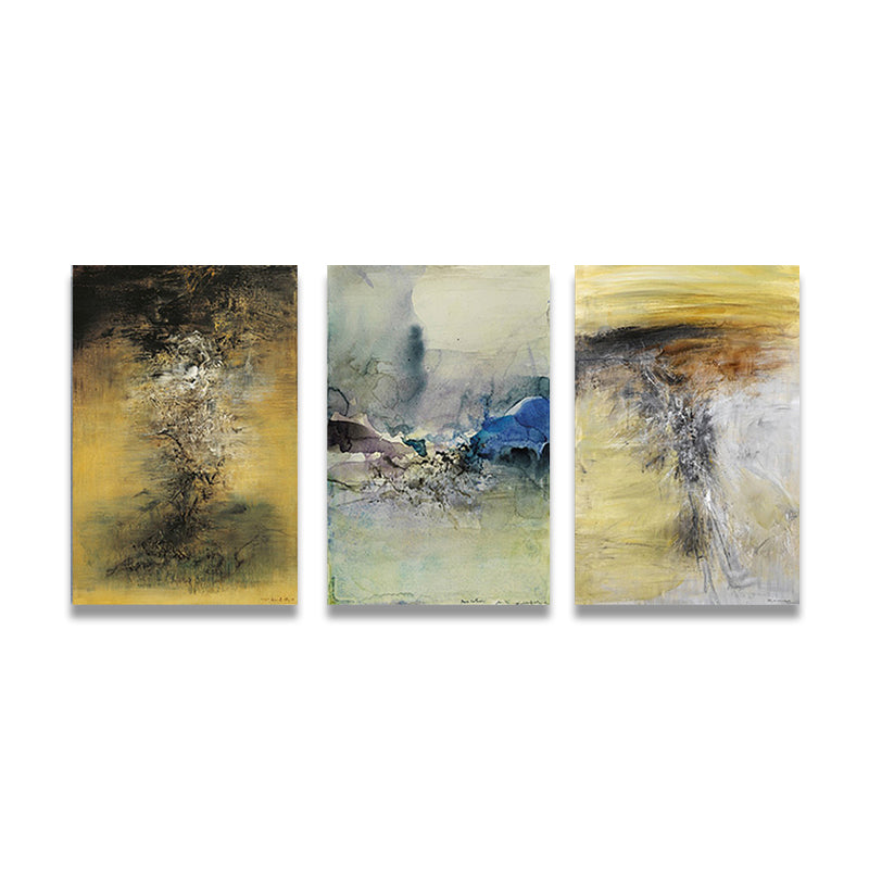 Brehn | Aquarellmalerei Helle Farbe abstrakter Expressionismus Stil Wanddekoration für das Esszimmer, Set aus 3