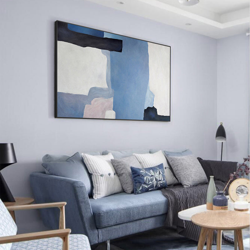 Brehn | Aquarellmuster Wandkunst Set Blau Abstrakter Expressionismus Leinwand für das Familienzimmer
