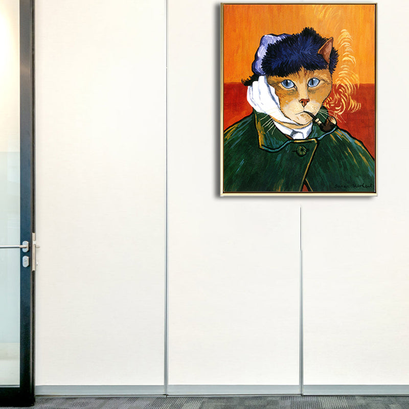Brehn | Mixed Media Moderne Kunst Druck mit Spoof Van Gogh Selbstporträt Muster in Dunkler Farbe