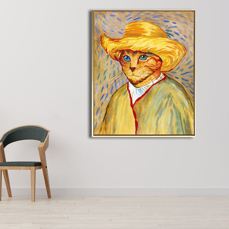 Brehn | Mixed Media Moderne Kunst Druck mit Spoof Van Gogh Selbstporträt Muster in Dunkler Farbe