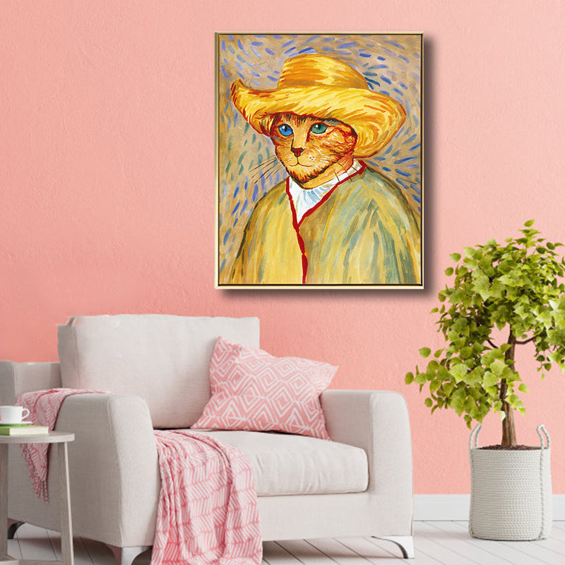 Brehn | Mixed Media Moderne Kunst Druck mit Spoof Van Gogh Selbstporträt Muster in Dunkler Farbe