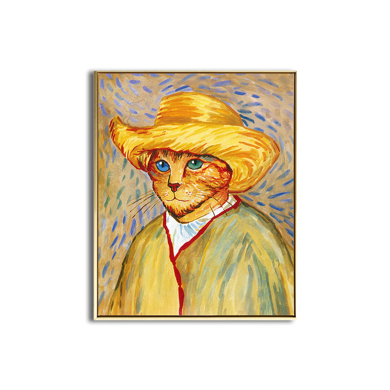 Brehn | Mixed Media Moderne Kunst Druck mit Spoof Van Gogh Selbstporträt Muster in Dunkler Farbe