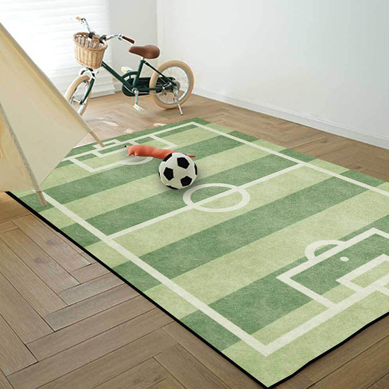 Brehn | Creatief Voetbalveld Patroon Tapijt Groen Kinderen Tapijt Polyester Huisdier Vriendelijk Wasbaar Antislip Gebied Tapijt voor Decoratie