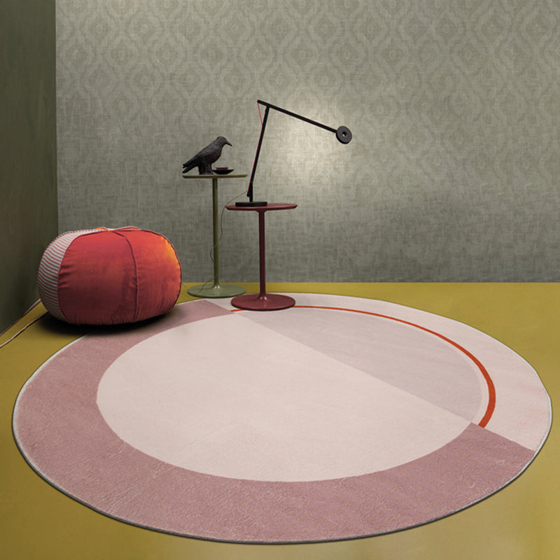 Brehn | Moderne Kleurblok Tapijt Roze en Rood Polyester Tapijt Antislip Huisdiervriendelijk Wasbaar Vloerkleed voor Slaapkamer