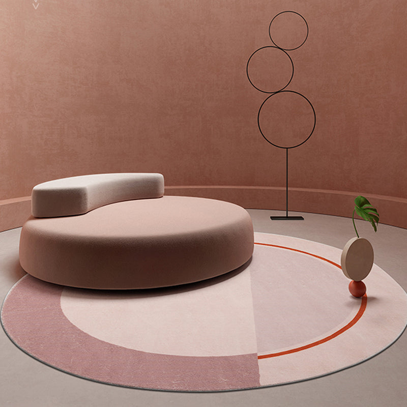 Brehn | Moderne Kleurblok Tapijt Roze en Rood Polyester Tapijt Antislip Huisdiervriendelijk Wasbaar Vloerkleed voor Slaapkamer