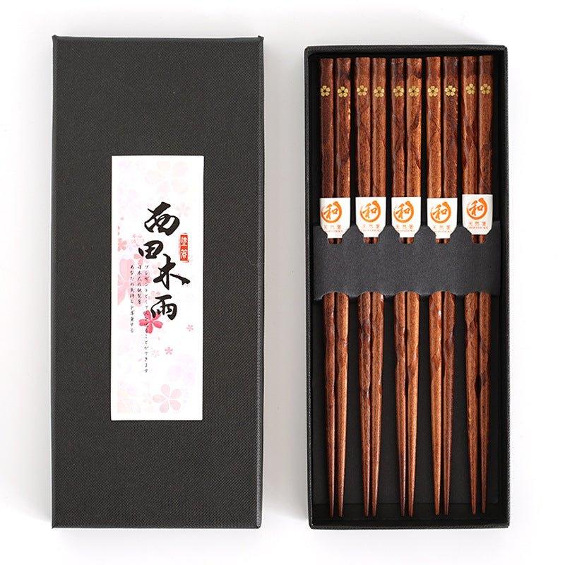 Japanischer Goldene Sakura Holz-Essstäbchen Set | Brehn