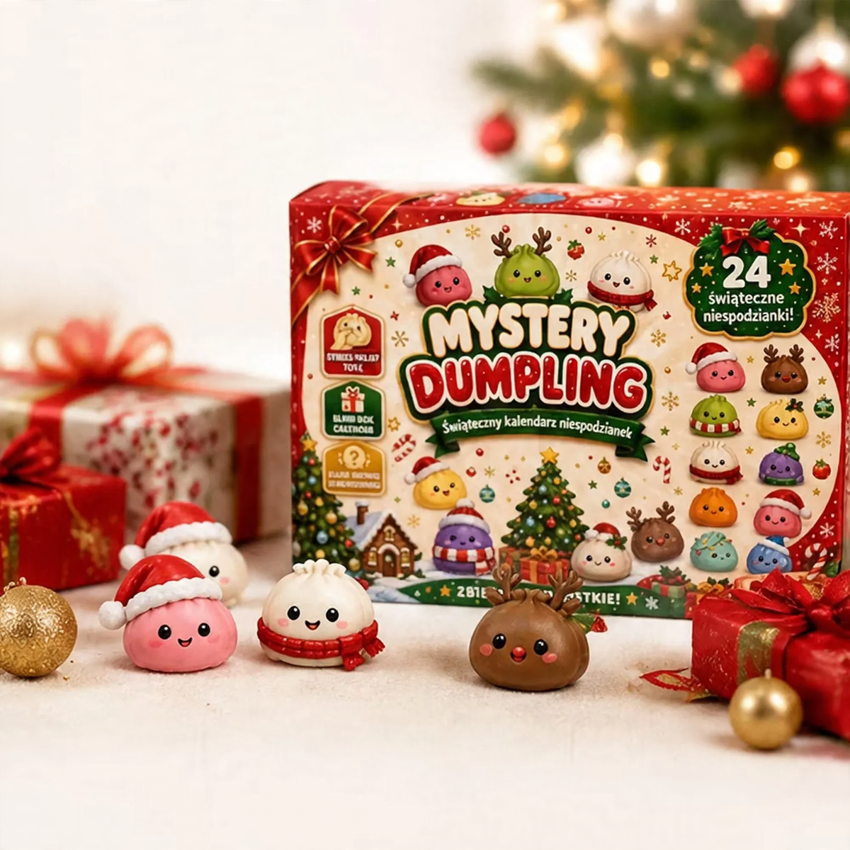 Weihnachts-Adventskalender mit 24 Quetschfiguren