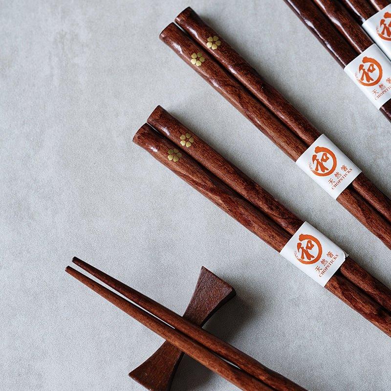 Japanischer Goldene Sakura Holz-Essstäbchen Set | Brehn