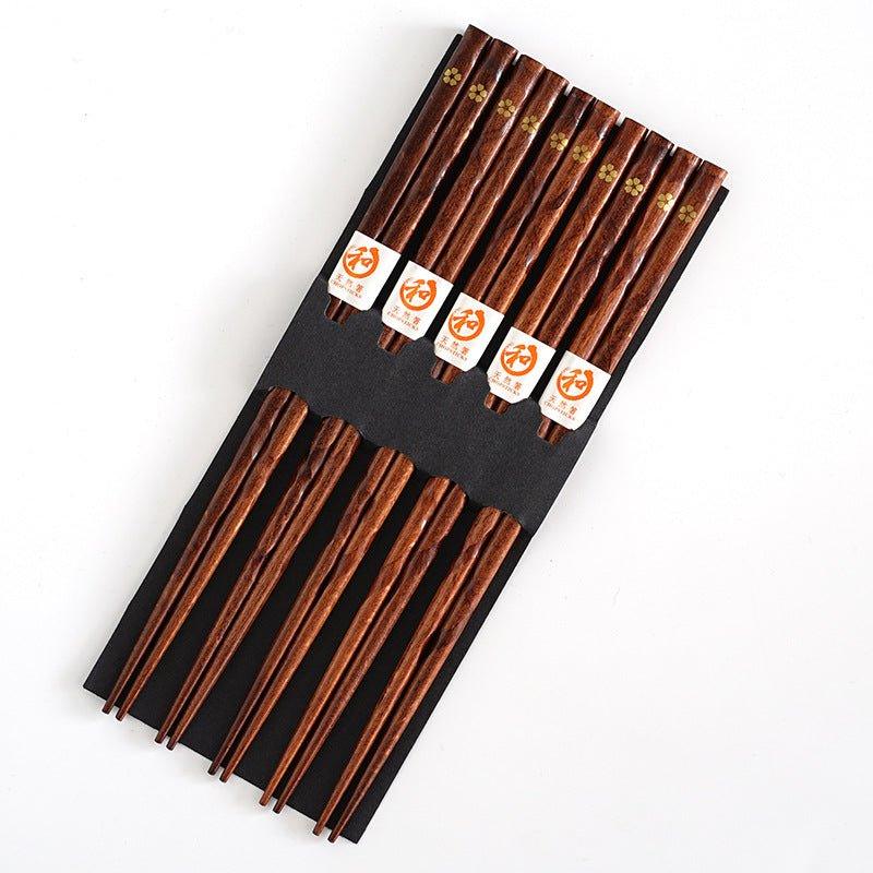 Japanischer Goldene Sakura Holz-Essstäbchen Set | Brehn