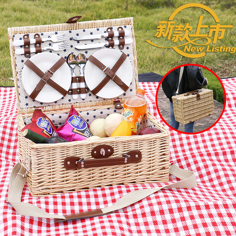 Damen Picknickkorb mit Geschirrset und Trageschultergurt Brehn