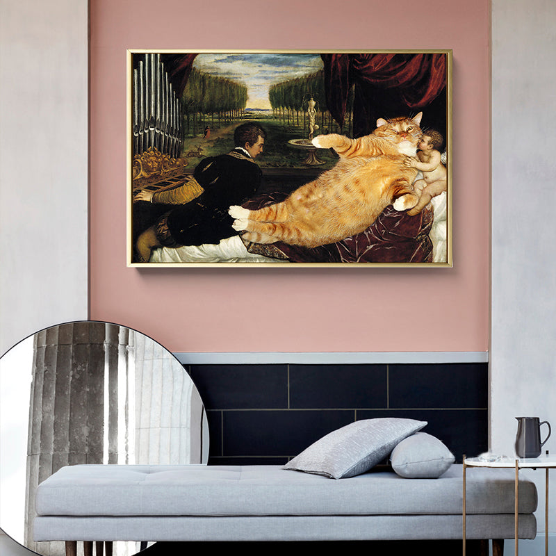 Brehn | Mixed Media Katzen Spoof Leinwand Wandkunst für das Wohnzimmer, Mehrere Größen verfügbar
