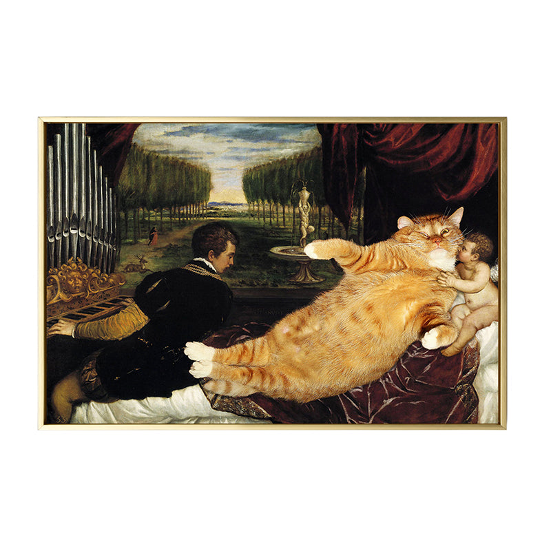 Brehn | Mixed Media Katzen Spoof Leinwand Wandkunst für das Wohnzimmer, Mehrere Größen verfügbar