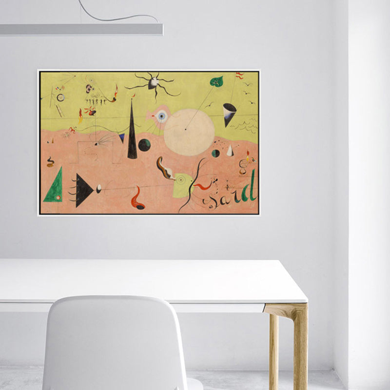 Brehn | Mid-Century Modern Geometrie Leinwand Gelbe Ölmalerei Wandkunst Druck für Wohnzimmer