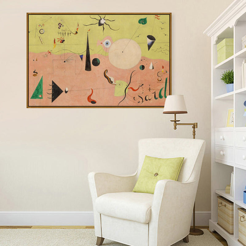 Brehn | Mid-Century Modern Geometrie Leinwand Gelbe Ölmalerei Wandkunst Druck für Wohnzimmer