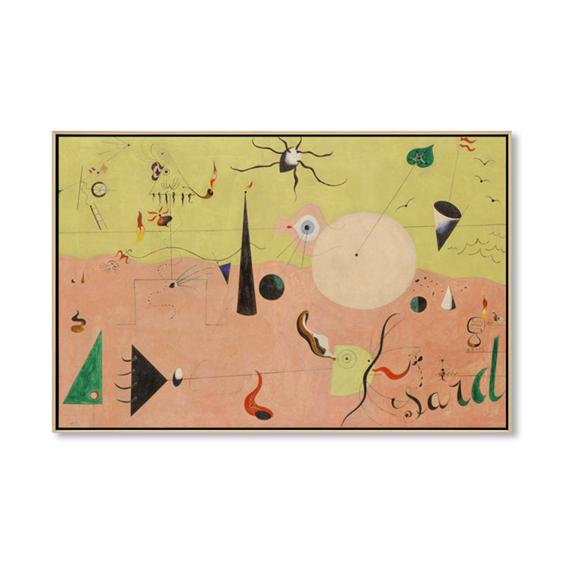 Brehn | Mid-Century Modern Geometrie Leinwand Gelbe Ölmalerei Wandkunst Druck für Wohnzimmer
