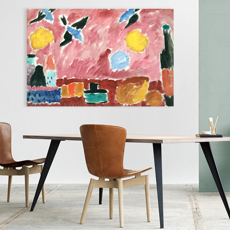 Brehn | Pink Handprint Wanddekoration Gemälde Abstrakter Expressionismus Texturierte Leinwandkunst für Lounge