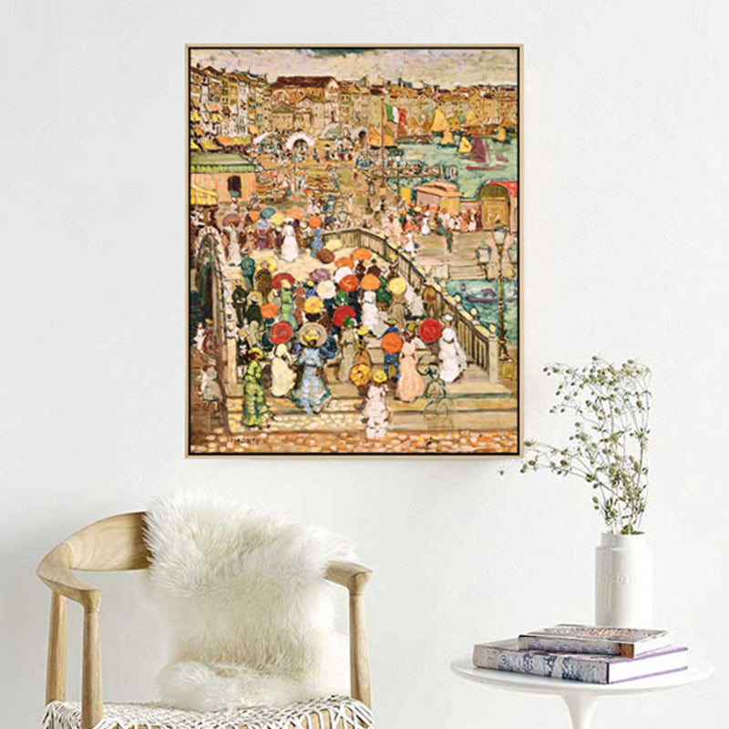 Brehn | Grand City Scape Leinwanddruck Impressionismus Poetic Landscape Wandkunst in Braun für Zuhause