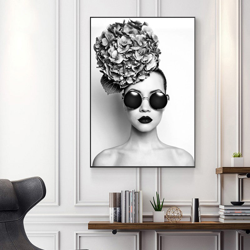 Brehn | Foto Modisches Mädchen Wanddekor Figur Glam Texturiertes Leinwanddruck für das Badezimmer