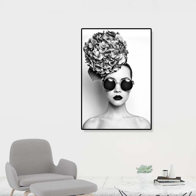 Brehn | Foto Modisches Mädchen Wanddekor Figur Glam Texturiertes Leinwanddruck für das Badezimmer