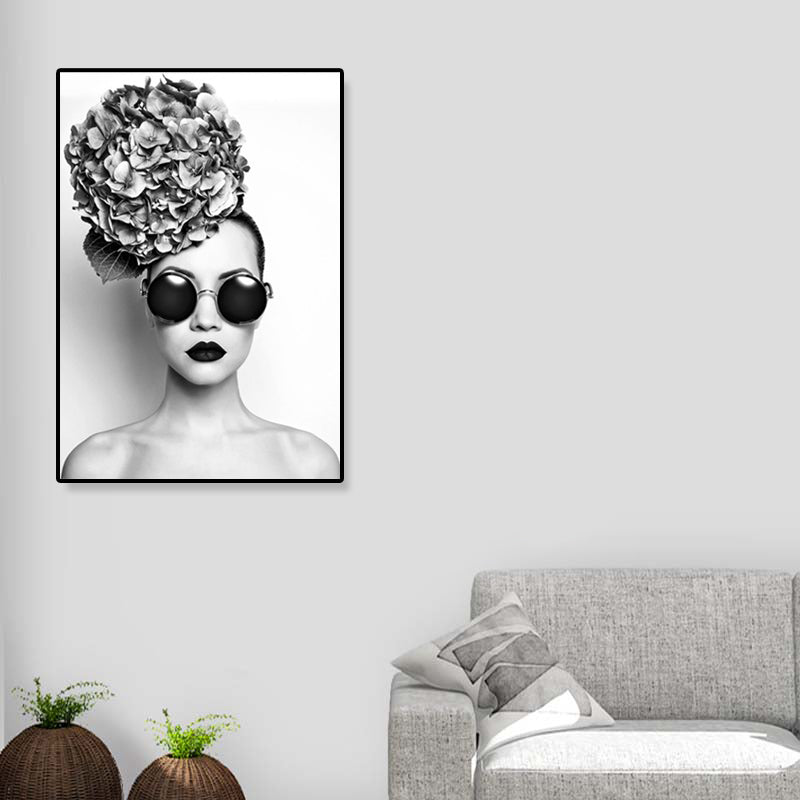 Brehn | Foto Modisches Mädchen Wanddekor Figur Glam Texturiertes Leinwanddruck für das Badezimmer