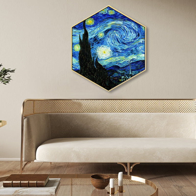 Brehn | Blaue Sternenklare Nacht Himmel Leinwand Texturiertes Impressionismus Jungen Schlafzimmer Wanddekoration, Mehrere Größen