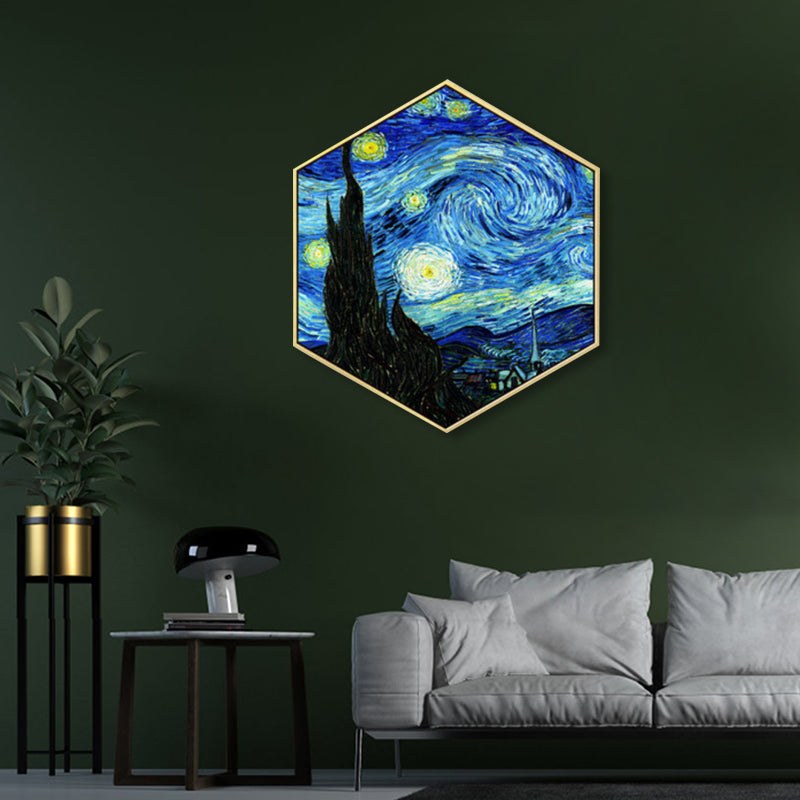 Brehn | Blaue Sternenklare Nacht Himmel Leinwand Texturiertes Impressionismus Jungen Schlafzimmer Wanddekoration, Mehrere Größen