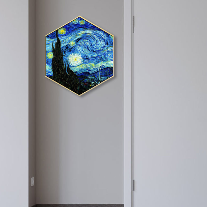 Brehn | Blaue Sternenklare Nacht Himmel Leinwand Texturiertes Impressionismus Jungen Schlafzimmer Wanddekoration, Mehrere Größen
