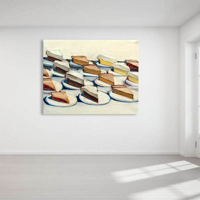 Brehn | Texturiertes Leckeres Kuchenstück Eingewickelte Leinwand Pop Art Stil Wanddeko für das Mädchenzimmer
