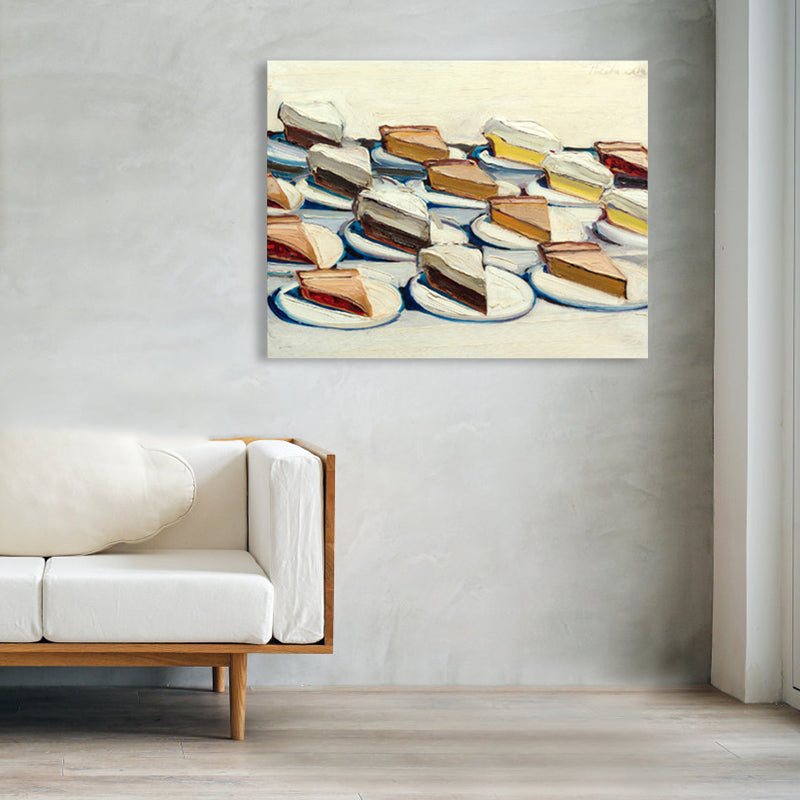Brehn | Texturiertes Leckeres Kuchenstück Eingewickelte Leinwand Pop Art Stil Wanddeko für das Mädchenzimmer