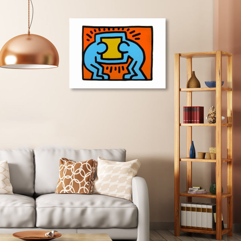 Brehn | Illustriertes abstraktes Figuren-Canvas in hellen Farben Pop Art Wanddekoration für das Wohnzimmer