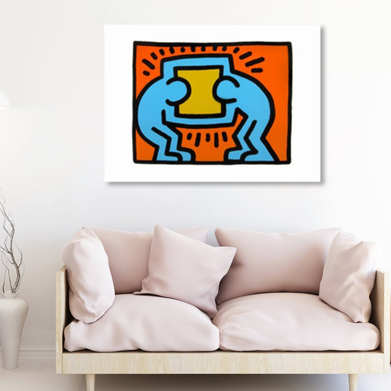 Brehn | Illustriertes abstraktes Figuren-Canvas in hellen Farben Pop Art Wanddekoration für das Wohnzimmer