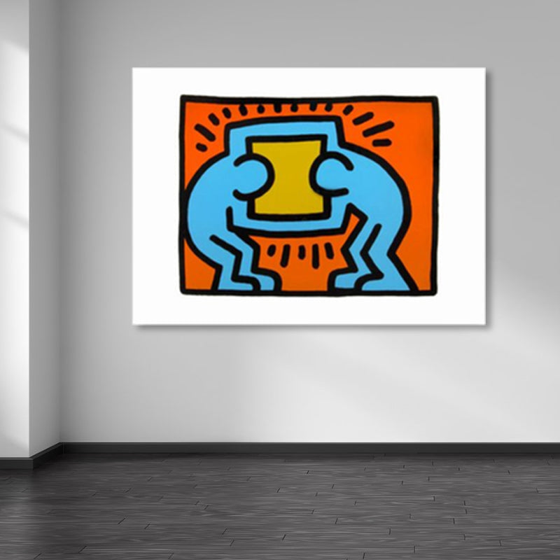 Brehn | Illustriertes abstraktes Figuren-Canvas in hellen Farben Pop Art Wanddekoration für das Wohnzimmer