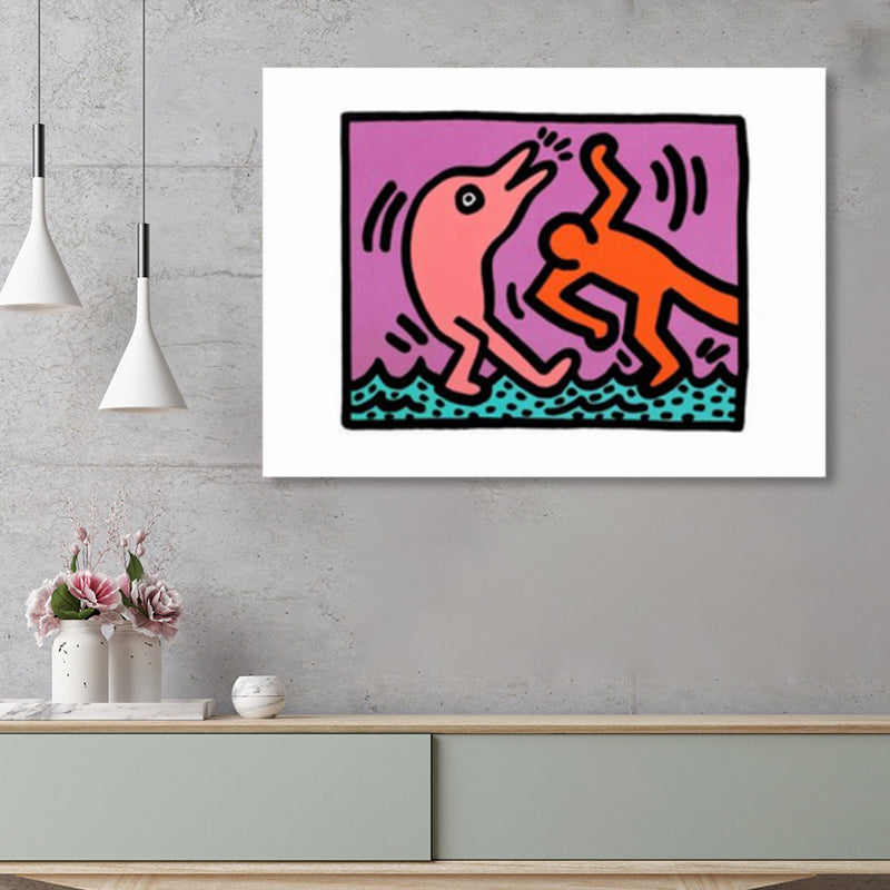 Brehn | Illustriertes abstraktes Figuren-Canvas in hellen Farben Pop Art Wanddekoration für das Wohnzimmer