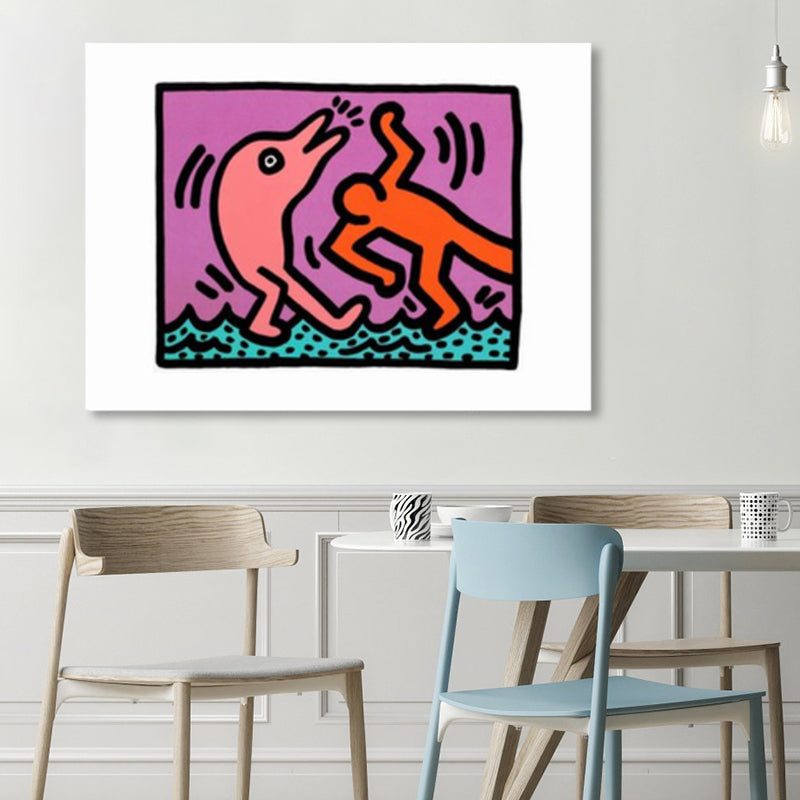 Brehn | Illustriertes abstraktes Figuren-Canvas in hellen Farben Pop Art Wanddekoration für das Wohnzimmer