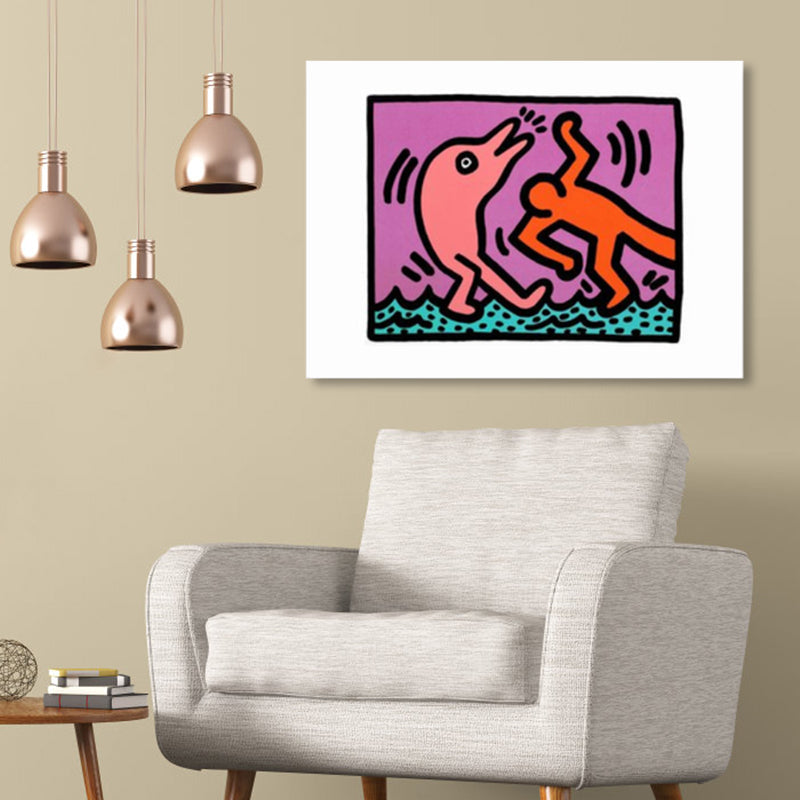 Brehn | Illustriertes abstraktes Figuren-Canvas in hellen Farben Pop Art Wanddekoration für das Wohnzimmer