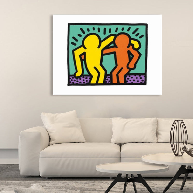 Brehn | Illustriertes abstraktes Figuren-Canvas in hellen Farben Pop Art Wanddekoration für das Wohnzimmer